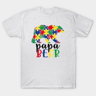 Papa Bear Autism Awareness Gift for Birthday, Mother's Day, Thanksgiving, Christmas T-Shirt